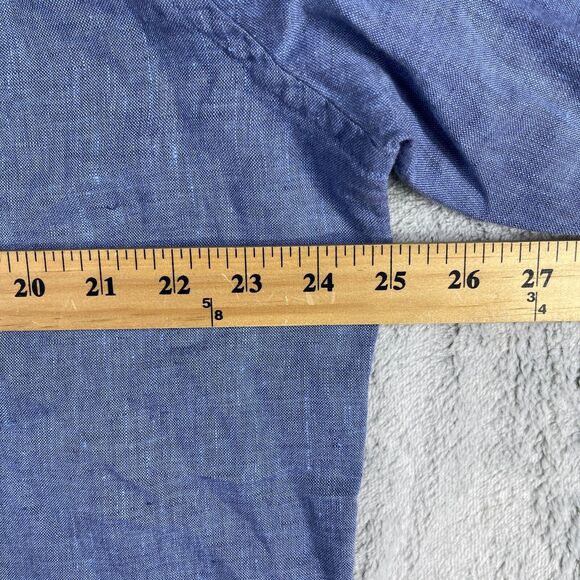 Untuckit Shirt Men's XL Heather Blue 100% Linen Collared Long Sleeve Button-Up - Picture 7 of 10
